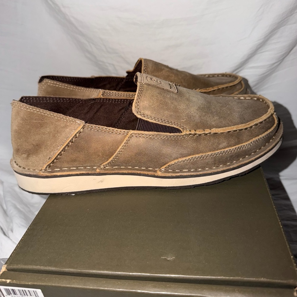 Ariat Men's Tan Leather Slip-On Loafers - Picture 6 of 8